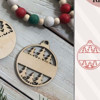 Intra απο ξύλο plywood  Χρώμα wenge 3mm-4mm πάχος - με λέιζερ μονόγραμμα χριστουγεννιάτικου δέντρου Δίασταση 6x6 cm INTRAFABR-107174824 - Image 4