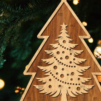 Intra απο ξύλο plywood  Χρώμα wenge 3mm-4mm πάχος - Κόψιμο με λέιζερ στολίδι Χριστουγεννιάτικου Δέντρου Δίασταση 6x6 cm INTRAFABR-104132749 - Image 1