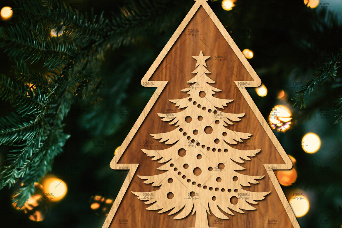 Intra απο ξύλο plywood  Χρώμα wenge 3mm-4mm πάχος - Κόψιμο με λέιζερ στολίδι Χριστουγεννιάτικου Δέντρου Δίασταση 6x6 cm INTRAFABR-104132749