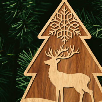 Intra απο ξύλο plywood  Χρώμα wenge 3mm-4mm πάχος - Κόψιμο με λέιζερ στολίδι Χριστουγεννιάτικου Δέντρου Δίασταση 6x6 cm INTRAFABR-104132419 - Image 1