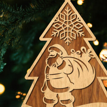 Intra απο ξύλο plywood  Χρώμα wenge 3mm-4mm πάχος - Κόψιμο με λέιζερ στολίδι Χριστουγεννιάτικου Δέντρου Δίασταση 6x6 cm INTRAFABR-105338432 - Image 1