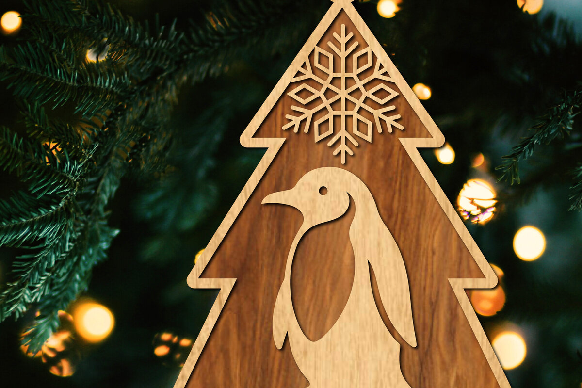 Intra απο ξύλο plywood  Χρώμα wenge 3mm-4mm πάχος - Κόψιμο με λέιζερ στολίδι Χριστουγεννιάτικου Δέντρου Δίασταση 6x6 cm INTRAFABR-105338493