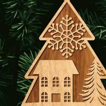 Intra απο ξύλο plywood  Χρώμα wenge 3mm-4mm πάχος - Κόψιμο με λέιζερ στολίδι Χριστουγεννιάτικου Δέντρου Δίασταση 6x6 cm INTRAFABR-105338638 - Image 1