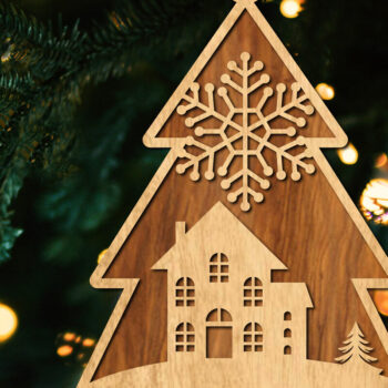 Intra απο ξύλο plywood  Χρώμα wenge 3mm-4mm πάχος - Κόψιμο με λέιζερ στολίδι Χριστουγεννιάτικου Δέντρου Δίασταση 6x6 cm INTRAFABR-104132361 - Image 1