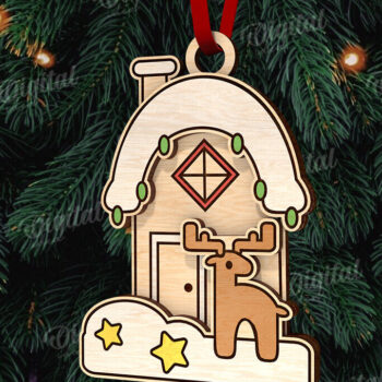 Intra απο ξύλο plywood  Χρώμα wenge 3mm-4mm πάχος - Κόψιμο με λέιζερ στολίδι Χριστουγεννιάτικου Δέντρου Δίασταση 6x6 cm INTRAFABR-107621825 - Image 1