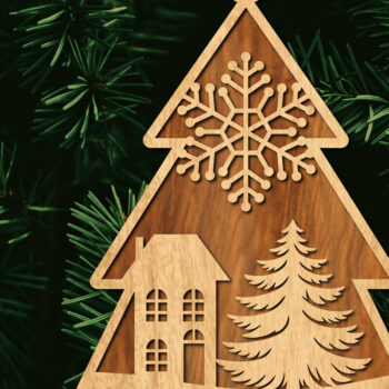 Intra απο ξύλο plywood  Χρώμα wenge 3mm-4mm πάχος - Κόψιμο με λέιζερ στολίδι Χριστουγεννιάτικου Δέντρου Δίασταση 6x6 cm INTRAFABR-102173070 - Image 1