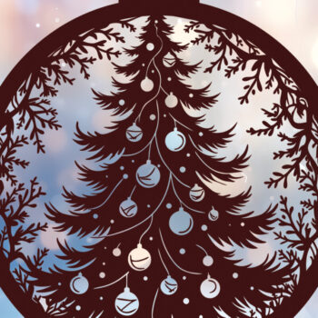 Intra απο ξύλο plywood  Χρώμα wenge 3mm-4mm πάχος - Στολίδι Χριστουγεννιάτικου Δέντρου 45 Δίασταση 6x6 cm INTRAFABR-103786568 - Image 1