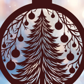 Intra απο ξύλο plywood  Χρώμα wenge 3mm-4mm πάχος - Στολίδι Χριστουγεννιάτικου Δέντρου 47 Δίασταση 6x6 cm INTRAFABR-77493149 - Image 2