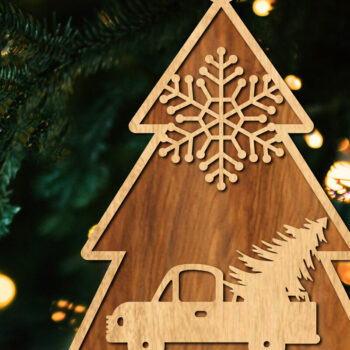 Intra απο ξύλο plywood  Χρώμα wenge 3mm-4mm πάχος - Κόψιμο με λέιζερ στολίδι Χριστουγεννιάτικου Δέντρου Δίασταση 6x6 cm INTRAFABR-106071152 - Image 1