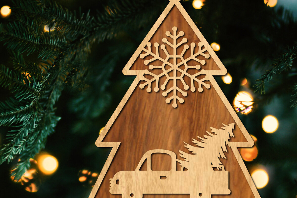 Intra απο ξύλο plywood  Χρώμα wenge 3mm-4mm πάχος - Κόψιμο με λέιζερ στολίδι Χριστουγεννιάτικου Δέντρου Δίασταση 6x6 cm INTRAFABR-106071152