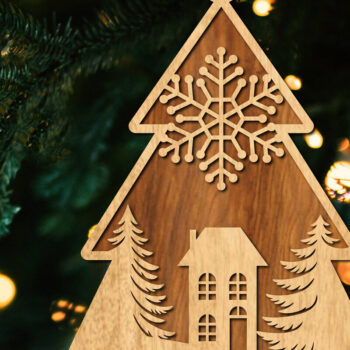 Intra απο ξύλο plywood Χρώμα wenge 3mm-4mm πάχος - Κόψιμο με λέιζερ στολίδι Χριστουγεννιάτικου Δέντρου Δίασταση 6x6 cm INTRAFABR-106071076 - Image 1