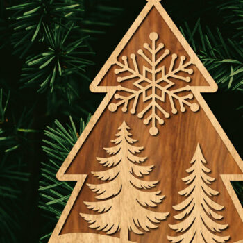 Intra απο ξύλο plywood  Χρώμα wenge 3mm-4mm πάχος - Κόψιμο με λέιζερ στολίδι Χριστουγεννιάτικου Δέντρου Δίασταση 6x6 cm INTRAFABR-106071096 - Image 1