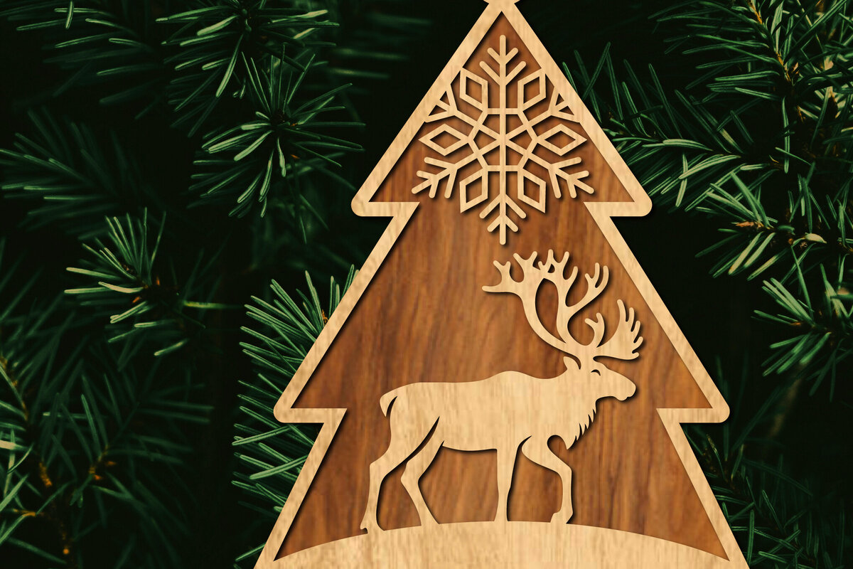 Intra απο ξύλο plywood  Χρώμα wenge 3mm-4mm πάχος - Κόψιμο με λέιζερ στολίδι Χριστουγεννιάτικου Δέντρου Δίασταση 6x6 cm INTRAFABR-106071128