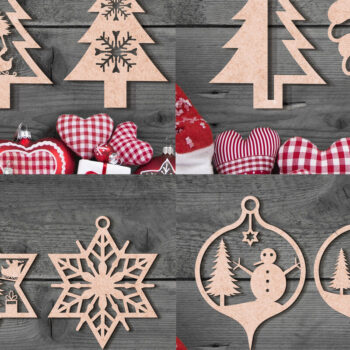 Intra απο ξύλο plywood Χρώμα wenge 3mm-4mm πάχος - Δέσμη κοπής με λέιζερ στολίδι Χριστουγεννιάτικου Δέντρου Δίασταση 6x6 cm INTRAFABR-106070867 - Image 1