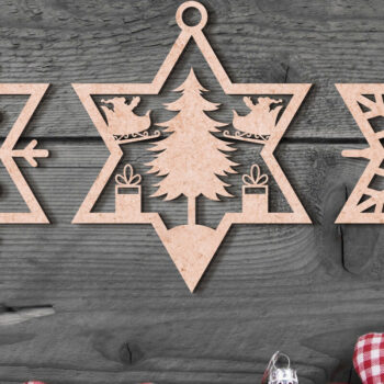 Intra απο ξύλο plywood Χρώμα wenge 3mm-4mm πάχος - Δέσμη κοπής με λέιζερ στολίδι Χριστουγεννιάτικου Δέντρου Δίασταση 6x6 cm INTRAFABR-106070867 - Image 4