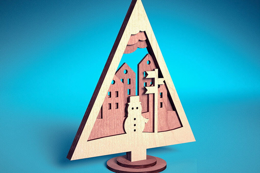 Intra απο ξύλο plywood  Χρώμα wenge 3mm-4mm πάχος - Στολίδι χριστουγεννιάτικου δέντρου με λέιζερ | Δίασταση 6x6 cm INTRAFABR-100967499