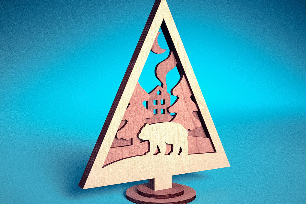 Intra απο ξύλο plywood  Χρώμα wenge 3mm-4mm πάχος - Στολίδι χριστουγεννιάτικου δέντρου με λέιζερ | Δίασταση 6x6 cm INTRAFABR-100910236