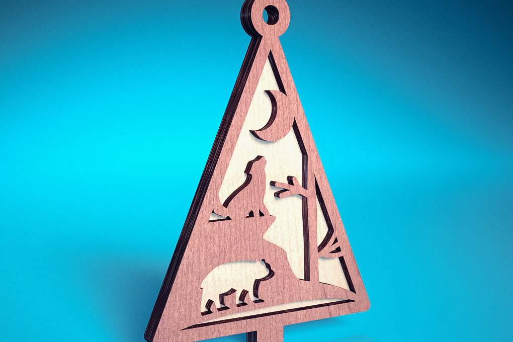 Intra απο ξύλο plywood  Χρώμα wenge 3mm-4mm πάχος - Στολίδι χριστουγεννιάτικου δέντρου με λέιζερ | Δίασταση 6x6 cm INTRAFABR-100873107