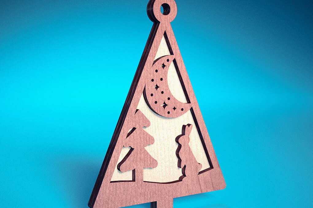 Intra απο ξύλο plywood  Χρώμα wenge 3mm-4mm πάχος - Στολίδι χριστουγεννιάτικου δέντρου με λέιζερ | Δίασταση 6x6 cm INTRAFABR-100910077