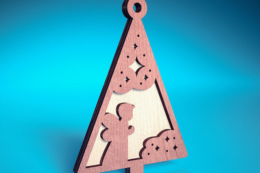 Intra απο ξύλο plywood  Χρώμα wenge 3mm-4mm πάχος - Στολίδι χριστουγεννιάτικου δέντρου με λέιζερ | Δίασταση 6x6 cm INTRAFABR-100910390