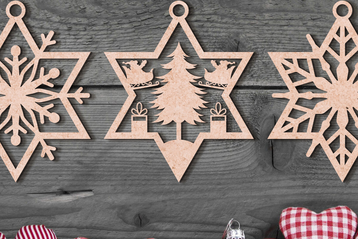 Intra απο ξύλο plywood  Χρώμα wenge 3mm-4mm πάχος - Στολίδι Χριστουγεννιάτικου Δέντρου με Δίασταση 6x6 cm INTRAFABR-106046765