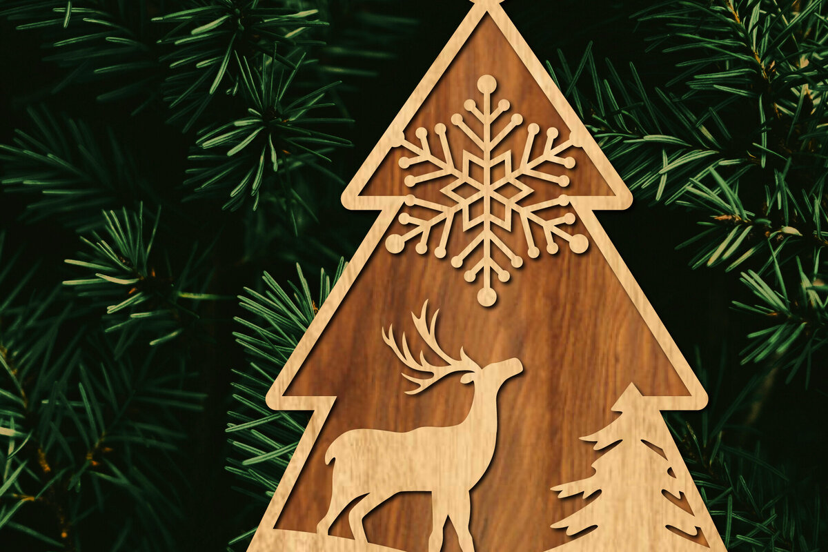 Intra απο ξύλο plywood  Χρώμα wenge 3mm-4mm πάχος - Στολίδι Χριστουγεννιάτικου Δέντρου με Δίασταση 6x6 cm INTRAFABR-105736665