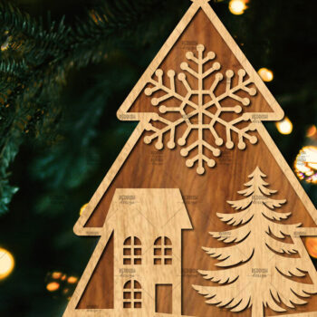 Intra απο ξύλο plywood Χρώμα wenge 3mm-4mm πάχος - Κόψιμο με λέιζερ στολίδι Χριστουγεννιάτικου Δέντρου Δίασταση 6x6 cm INTRAFABR-78712200 - Image 1