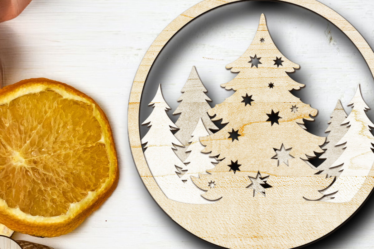 Intra απο ξύλο plywood  Χρώμα wenge 3mm-4mm πάχος - Στολίδι Χριστουγεννιάτικου Δέντρου, Διακόσμηση πολλαπλών στρώσεων Δίασταση 4x4 cm INTRAFABR-78712211