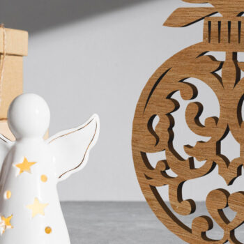 Intra απο ξύλο plywood  Χρώμα wenge 3mm-4mm πάχος - Χριστουγεννιάτικο δέντρο διακοσμημένη μπάλα Δίασταση 3x3 cm INTRAFABR-32406392 - Image 1