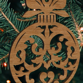 Intra απο ξύλο plywood  Χρώμα wenge 3mm-4mm πάχος - Χριστουγεννιάτικο δέντρο διακοσμημένη μπάλα Δίασταση 3x3 cm INTRAFABR-32406392 - Image 2