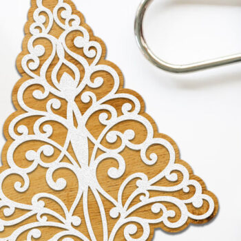 Intra απο ξύλο plywood  Χρώμα wenge 3mm-4mm πάχος - Χριστουγεννιάτικο δέντρο διακοσμημένο κομμένο βάσης Δίασταση 6x7 cm INTRAFABR-103036727 - Image 2