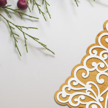 Intra απο ξύλο plywood  Χρώμα wenge 3mm-4mm πάχος - Χριστουγεννιάτικο δέντρο διακοσμημένο κομμένο βάσης Δίασταση 6x7 cm INTRAFABR-103036727 - Image 3