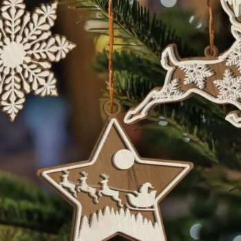 Intra απο ξύλο plywood Χρώμα wenge 3mm-4mm πάχος - Χριστουγεννιάτικα στολίδια ΔΕΝΤΡΟ, Διακόσμηση Δίασταση 4x4 cm INTRAFABR-38002929 - Image 1