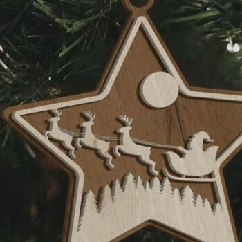 Intra απο ξύλο plywood Χρώμα wenge 3mm-4mm πάχος - Χριστουγεννιάτικα στολίδια ΔΕΝΤΡΟ, Διακόσμηση Δίασταση 4x4 cm INTRAFABR-38002929 - Image 2