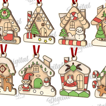 Intra απο ξύλο plywood Χρώμα wenge 3mm-4mm πάχος - Δέσμη LaserCut στολίδια χριστουγεννιάτικου δέντρου Δίασταση 6x6 cm INTRAFABR-76050283 - Image 2