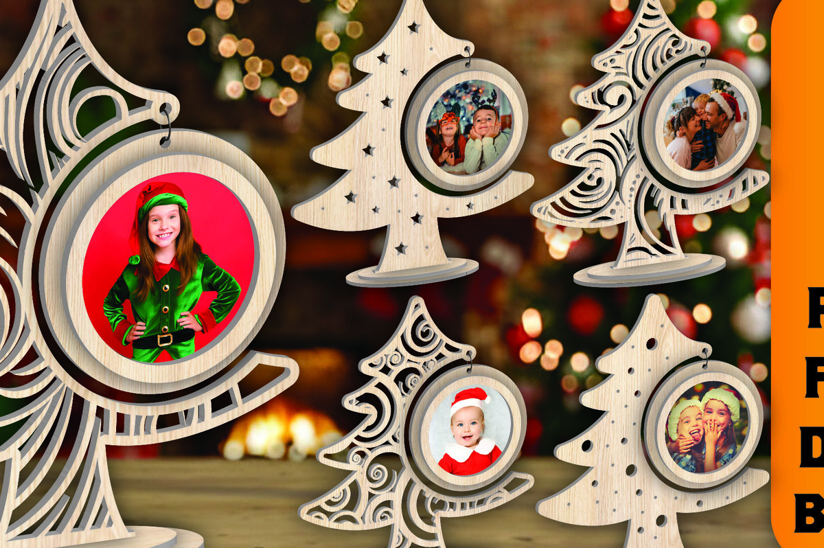 Intra απο ξύλο plywood  Χρώμα wenge 3mm-4mm πάχος - Χριστουγεννιάτικο δέντρο Κορνίζα φωτογραφιών με Δίασταση 20x25 cm INTRAFABR-106148461