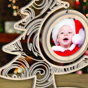 Intra απο ξύλο plywood  Χρώμα wenge 3mm-4mm πάχος - Χριστουγεννιάτικο δέντρο Κορνίζα φωτογραφιών με Δίασταση 20x25 cm INTRAFABR-106148508 - Image 2