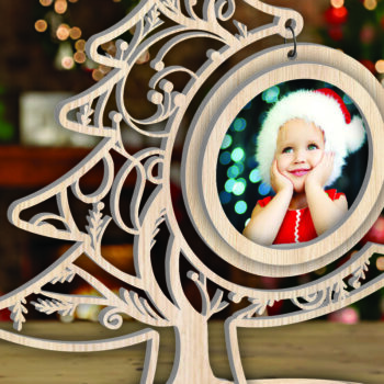 Intra απο ξύλο plywood  Χρώμα wenge 3mm-4mm πάχος - Χριστουγεννιάτικο δέντρο Κορνίζα φωτογραφιών με Δίασταση 20x25 cm INTRAFABR-106148529 - Image 2