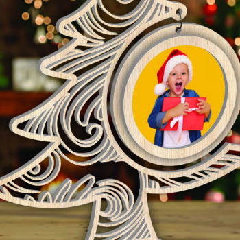 Intra απο ξύλο plywood Χρώμα wenge 3mm-4mm πάχος - Χριστουγεννιάτικο δέντρο Κορνίζα φωτογραφιών με Δίασταση 20x25 cm INTRAFABR-106148566 - Image 2