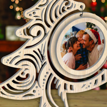 Intra απο ξύλο plywood Χρώμα wenge 3mm-4mm πάχος - Χριστουγεννιάτικο δέντρο Κορνίζα φωτογραφιών με Δίασταση 20x25 cm INTRAFABR-106148599 - Image 2