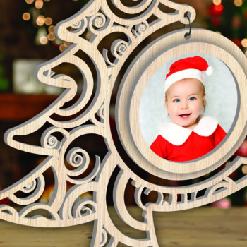 Intra απο ξύλο plywood Χρώμα wenge 3mm-4mm πάχος - Χριστουγεννιάτικο δέντρο Κορνίζα φωτογραφιών με Δίασταση 20x25 cm INTRAFABR-35994206 - Image 2