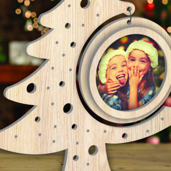 Intra απο ξύλο plywood Χρώμα wenge 3mm-4mm πάχος - Χριστουγεννιάτικο δέντρο Κορνίζα φωτογραφιών με Δίασταση 20x25 cm INTRAFABR-74440166 - Image 2