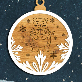 Intra απο ξύλο plywood  Χρώμα wenge 3mm-4mm πάχος - Σετ χριστουγεννιάτικο δέντρο στρογγυλά στολίδια Δίασταση 6x4 cm INTRAFABR-75317972 - Image 2