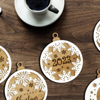 Intra απο ξύλο plywood  Χρώμα wenge 3mm-4mm πάχος - Σετ χριστουγεννιάτικο δέντρο στρογγυλά στολίδια Δίασταση 6x4 cm INTRAFABR-75317972 - Image 4