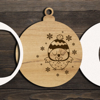 Intra απο ξύλο plywood  Χρώμα wenge 3mm-4mm πάχος - Σετ χριστουγεννιάτικο δέντρο στρογγυλά στολίδια Δίασταση 6x4 cm INTRAFABR-75317972 - Image 5