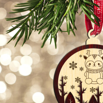 Intra απο ξύλο plywood  Χρώμα wenge 3mm-4mm πάχος - Σετ χριστουγεννιάτικο δέντρο στρογγυλά στολίδια Δίασταση 6x4 cm INTRAFABR-75317972 - Image 8