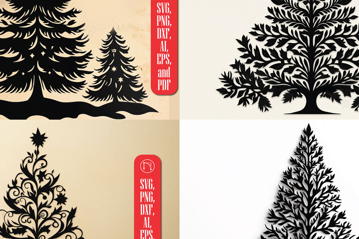 Intra απο ξύλο plywood  Χρώμα wenge 3mm-4mm πάχος - Πακέτο Silhouette Χριστουγεννιάτικου Δέντρου Δίασταση 6x6 cm INTRAFABR-74440000