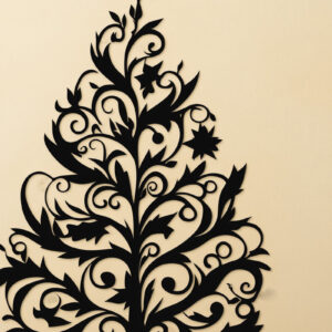 Intra απο ξύλο plywood  Χρώμα wenge 3mm-4mm πάχος - κομμένο Silhouette Χριστουγεννιάτικου Δέντρου Δίασταση 6x6 cm INTRAFABR-105850441