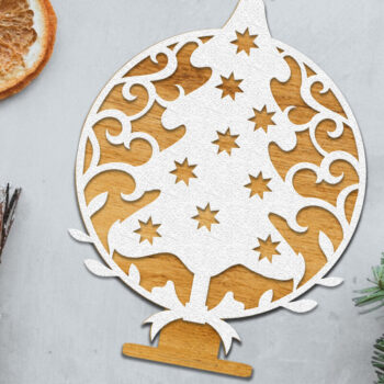 Intra απο ξύλο plywood  Χρώμα wenge 3mm-4mm πάχος - Πρότυπο διακόσμησης βάσης χριστουγεννιάτικου δέντρου Δίασταση 6x7 cm INTRAFABR-37561911 - Image 2