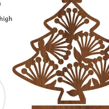 Intra απο ξύλο plywood  Χρώμα wenge 3mm-4mm πάχος - Στάση Χριστουγεννιάτικου Δέντρου, κοπής με λέιζερ Δίασταση 30x20 cm INTRAFABR-106949846 - Image 2